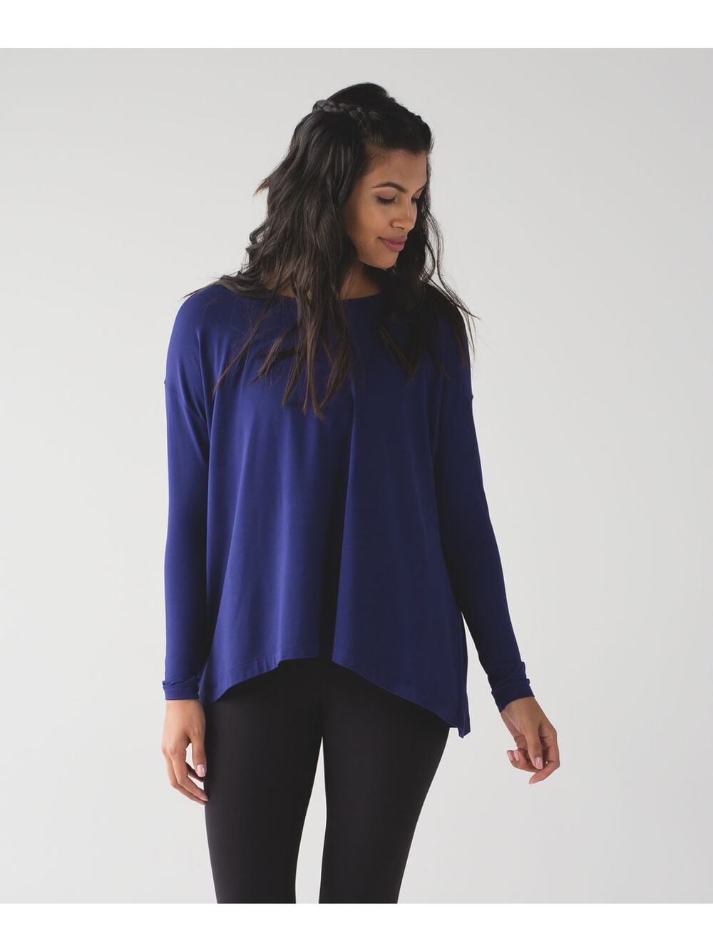 Lululemon City Bound Long Sleeve Oversized Shirt 4 Emperor Blue Rulu Fabric